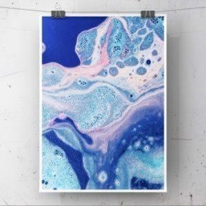 Blue Pink  modern luxury abstract art print